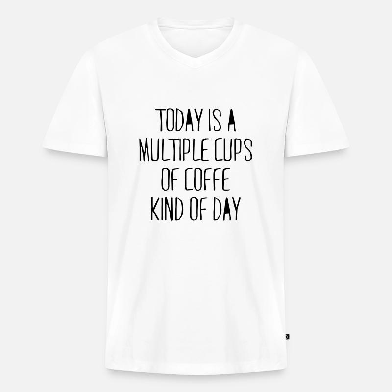 Multiple coffee day - Männer Premium Bio T-Shirt mit V-Ausschnitt - Weiß