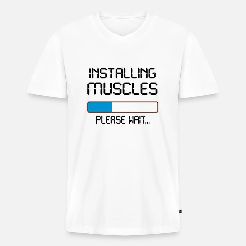installing muscles - Männer Premium Bio T-Shirt mit V-Ausschnitt - Weiß