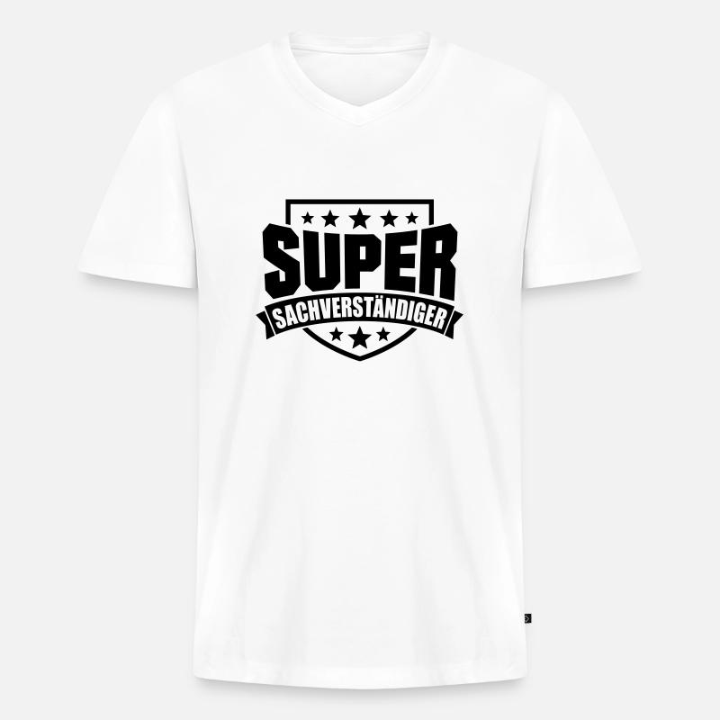 Super Sachverständiger - Männer Premium Bio T-Shirt mit V-Ausschnitt - Weiß