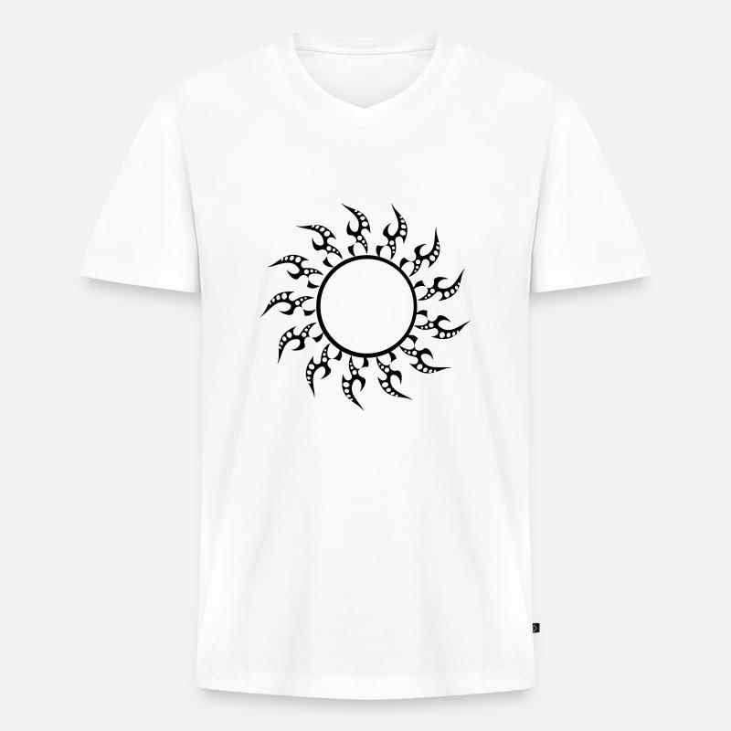 Sonne mit Farbänderungsmöglichkeit - Männer Premium Bio T-Shirt mit V-Ausschnitt - Weiß