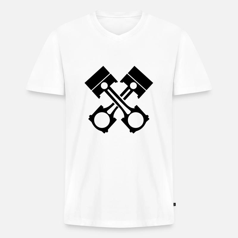 Kolben - Männer Premium Bio T-Shirt mit V-Ausschnitt - Weiß