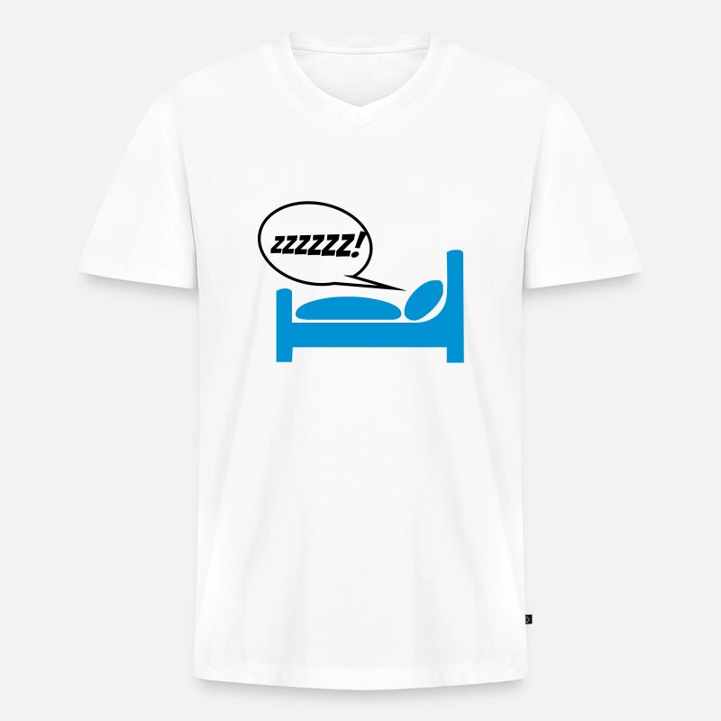 schnarchen - Männer Premium Bio T-Shirt mit V-Ausschnitt - Weiß