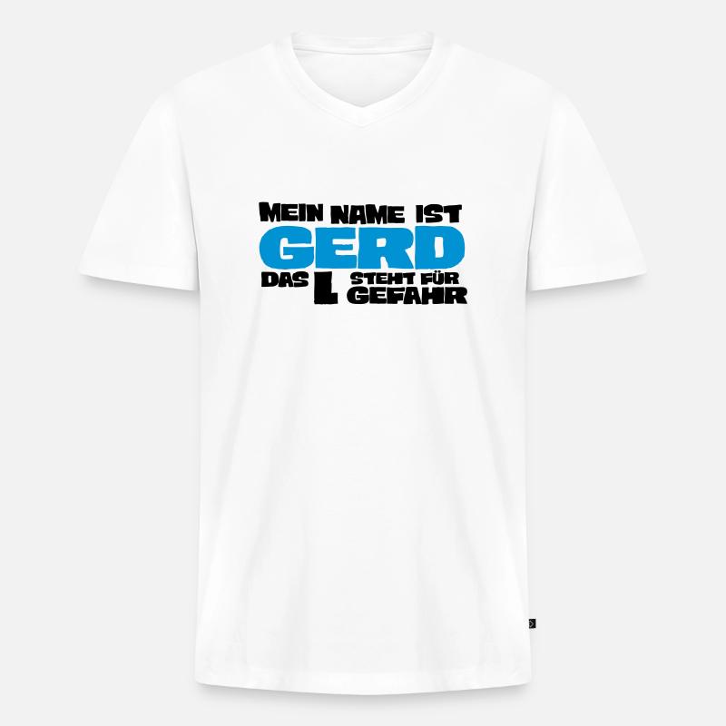 gerd - Männer Premium Bio T-Shirt mit V-Ausschnitt - Weiß
