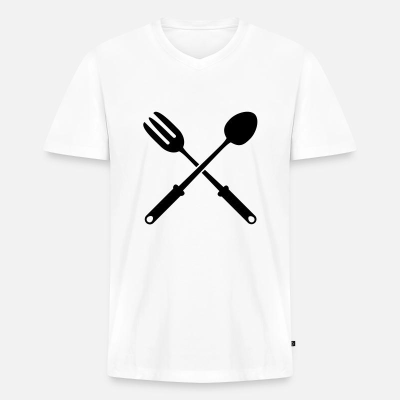 kochen__f1 - Männer Premium Bio T-Shirt mit V-Ausschnitt - Weiß