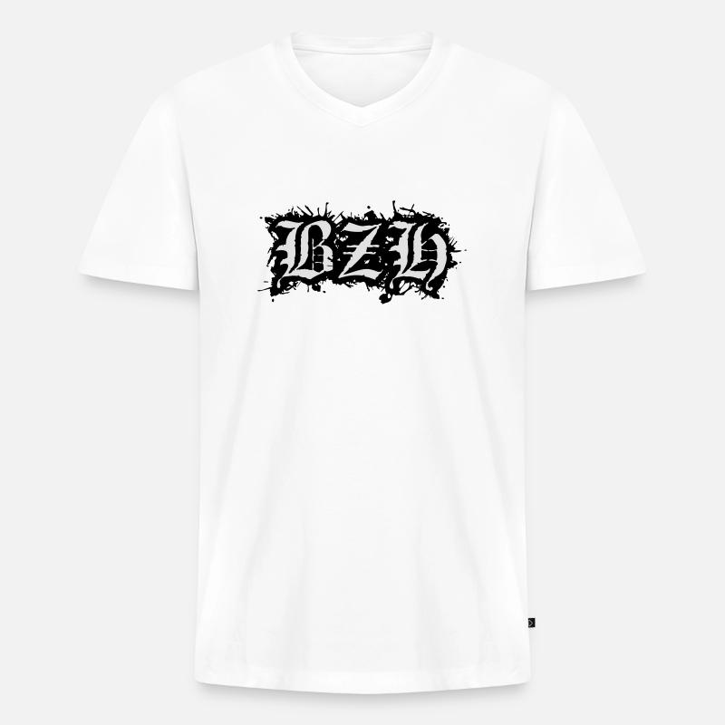 bzh - Männer Premium Bio T-Shirt mit V-Ausschnitt - Weiß