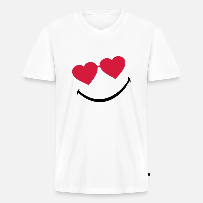 smileface_5 - Männer Premium Bio T-Shirt mit V-Ausschnitt - Weiß