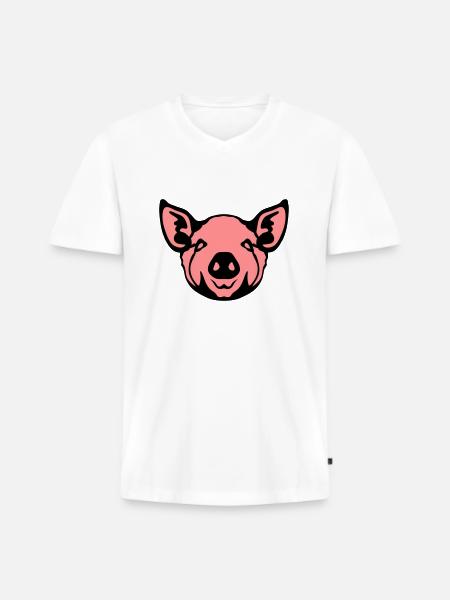 head pig pig face 8 - Men's Premium Organic T-shirt with V-neck - white