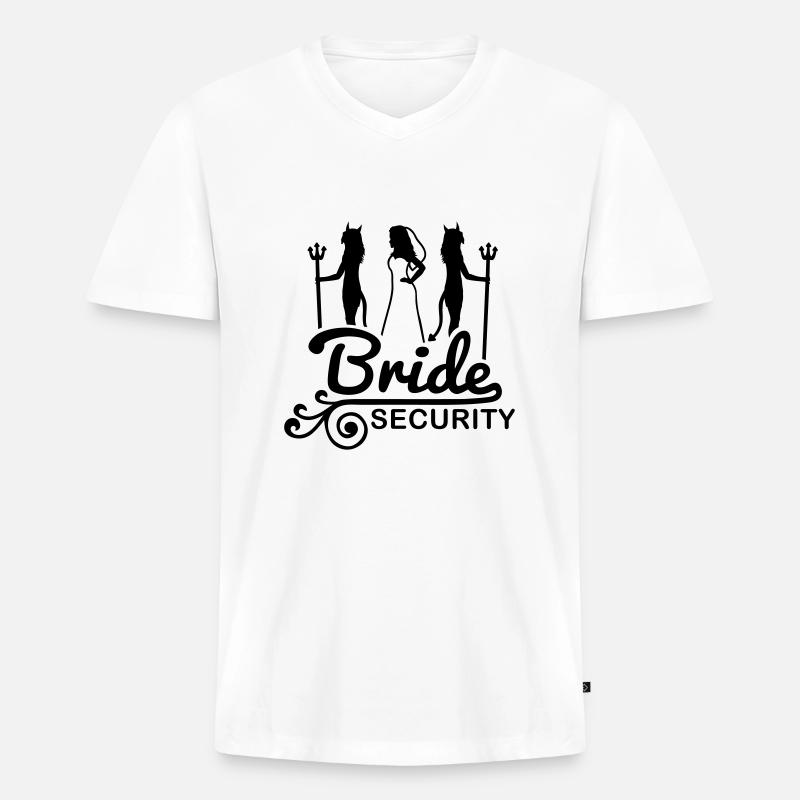 bride_security_f1 - Männer Premium Bio T-Shirt mit V-Ausschnitt - Weiß