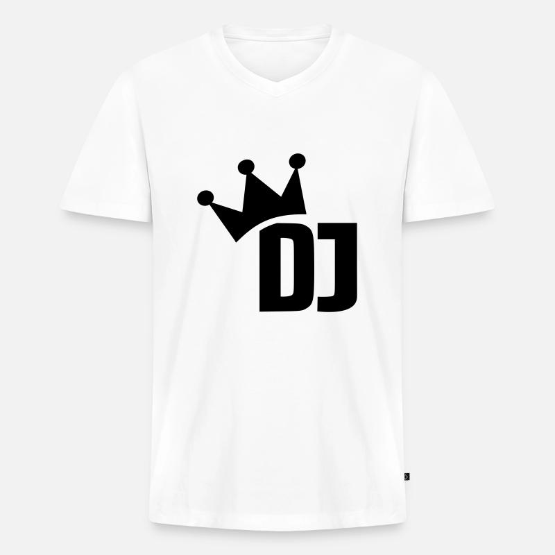DJ - Männer Premium Bio T-Shirt mit V-Ausschnitt - Weiß