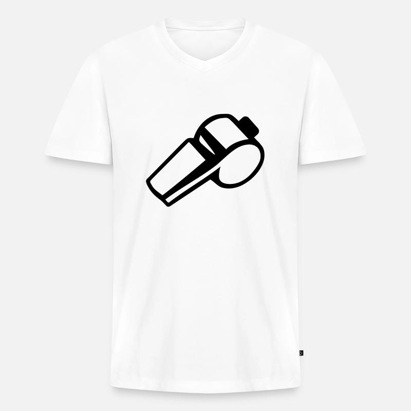 Trillerpfeife - Männer Premium Bio T-Shirt mit V-Ausschnitt - Weiß