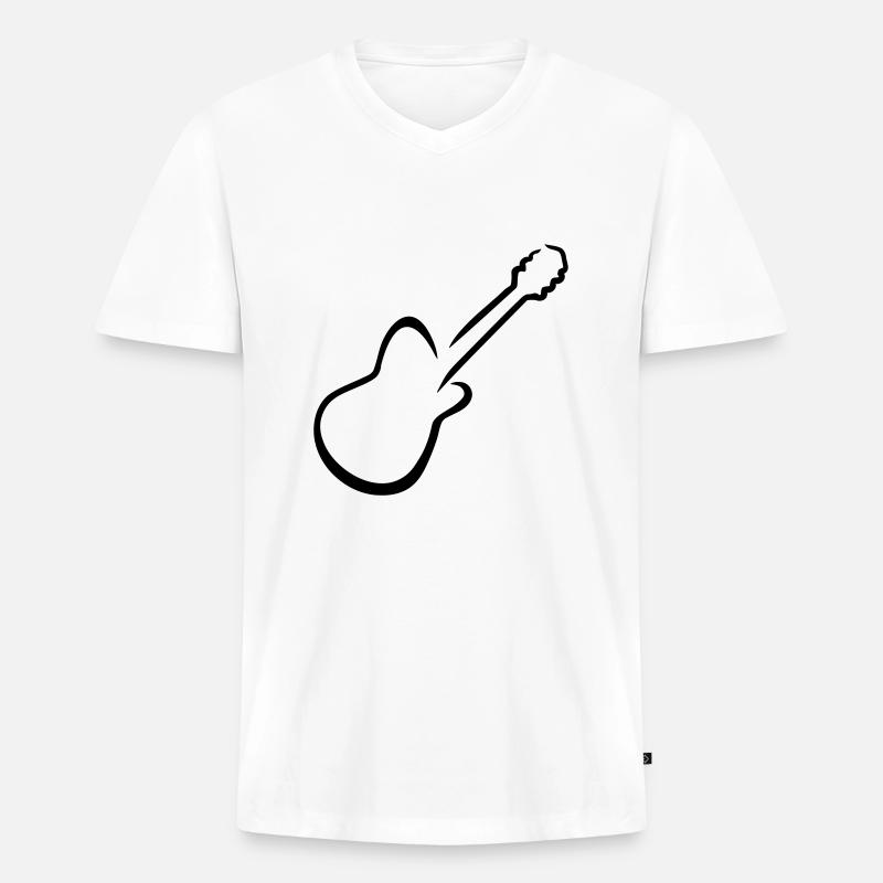 Gitarre - Männer Premium Bio T-Shirt mit V-Ausschnitt - Weiß