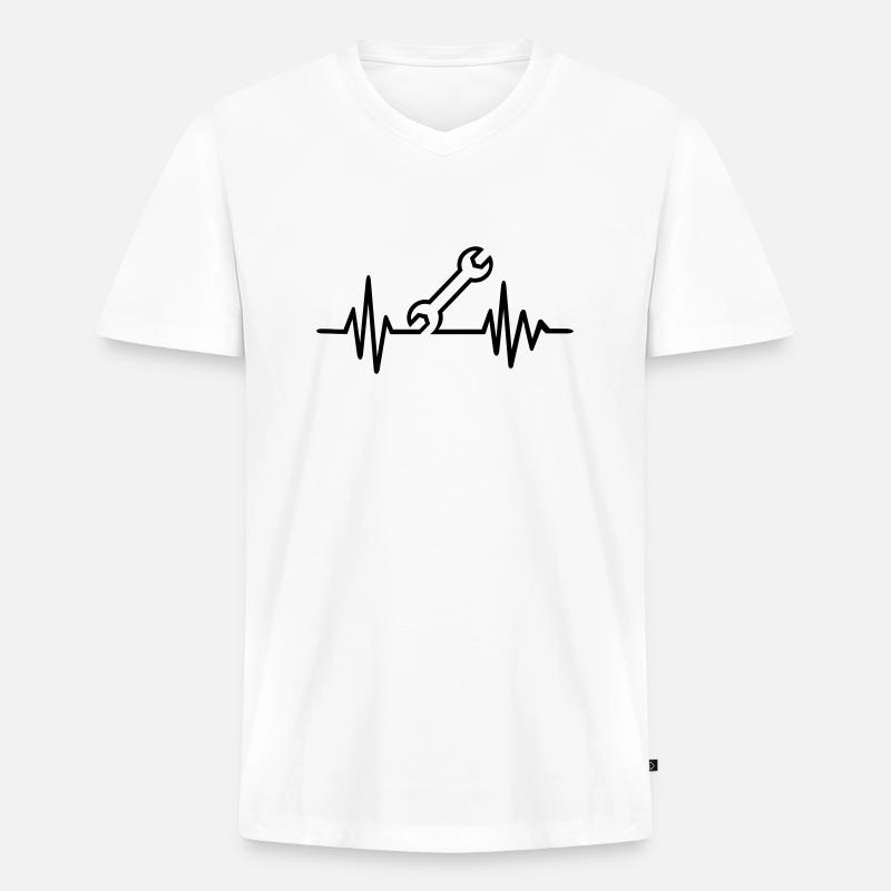 Mechaniker - Männer Premium Bio T-Shirt mit V-Ausschnitt - Weiß