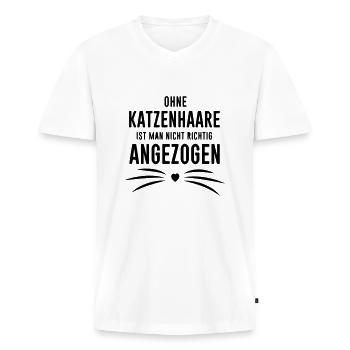 Katzenhaare Katzen Cat T-Shirts - Männer Premium Bio T-Shirt mit V-Ausschnitt - Weiß - Vorne - Nico (187cm)