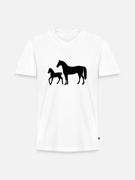 Pferd mit Fohlen - Männer Premium Bio T-Shirt mit V-Ausschnitt - Weiß