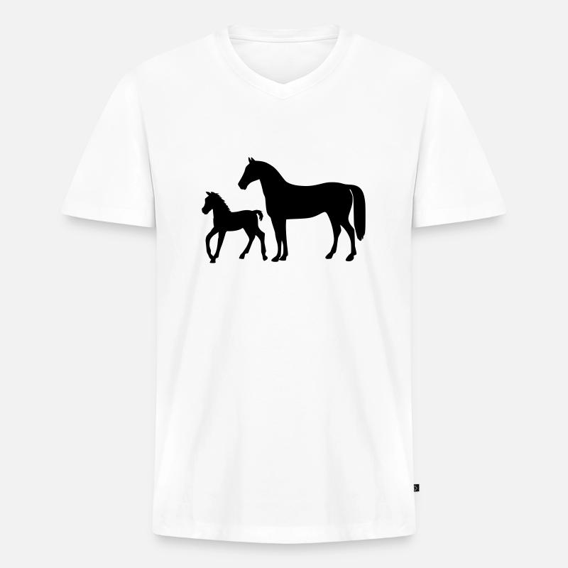 Pferd mit Fohlen - Männer Premium Bio T-Shirt mit V-Ausschnitt - Weiß