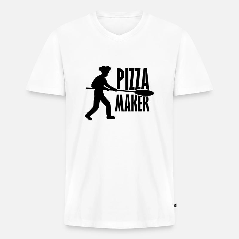 Pizzaschieber Pizza Maker - Männer Premium Bio T-Shirt mit V-Ausschnitt - Weiß