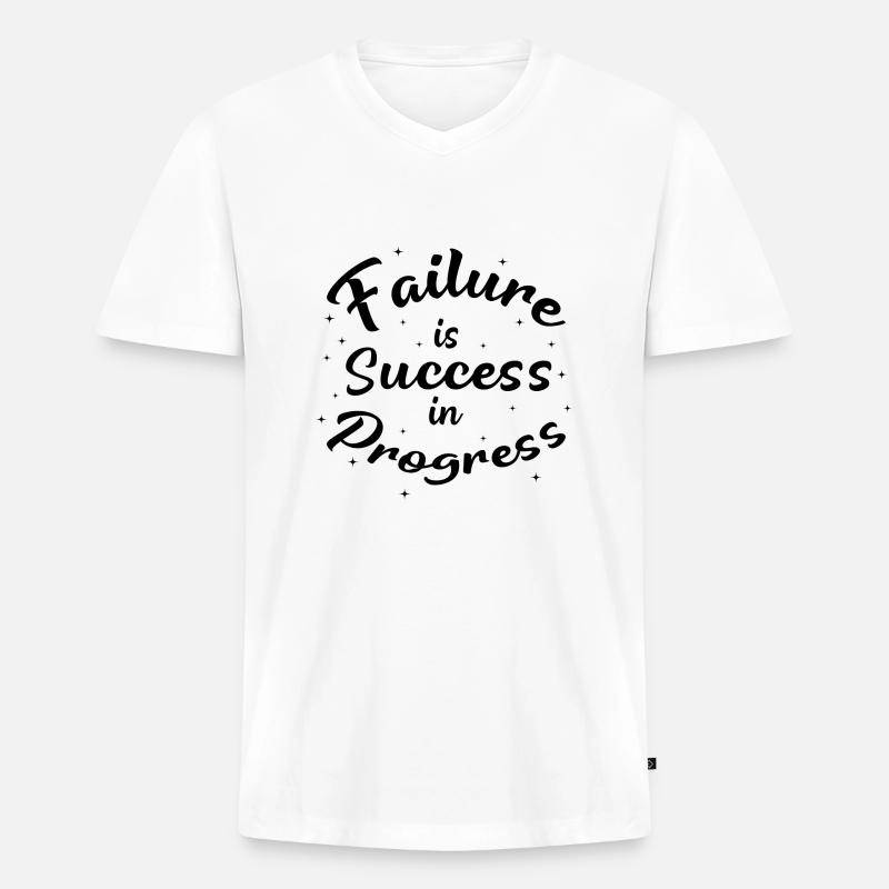 Failure is Success in Progress - Männer Premium Bio T-Shirt mit V-Ausschnitt - Weiß