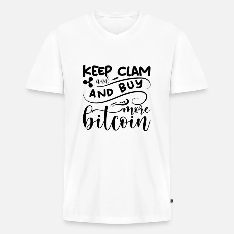 Bitcoin Spruch - Männer Premium Bio T-Shirt mit V-Ausschnitt - Weiß