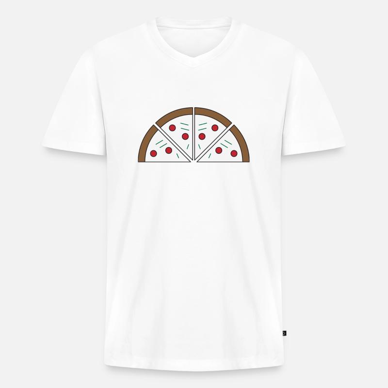 Bild von einer Pizza - Männer Premium Bio T-Shirt mit V-Ausschnitt - Weiß