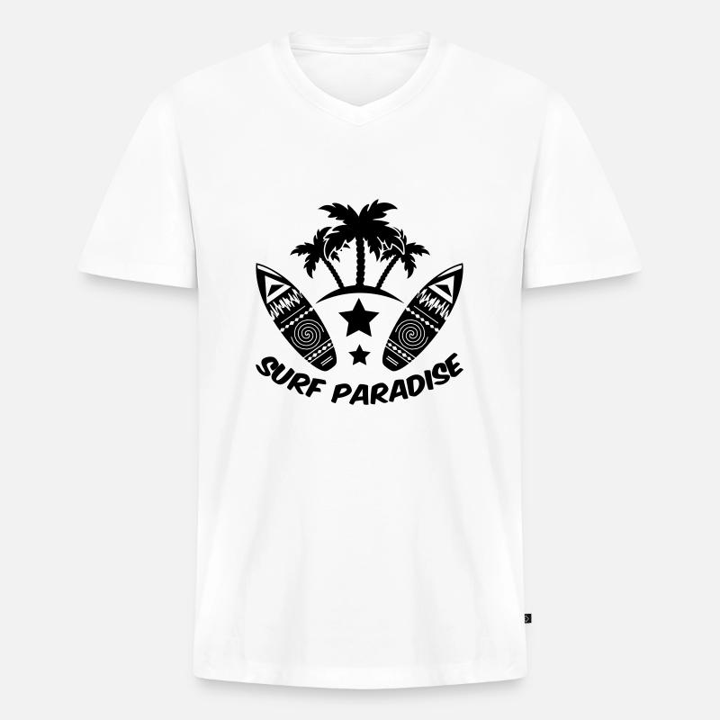 surf paradise - Männer Premium Bio T-Shirt mit V-Ausschnitt - Weiß