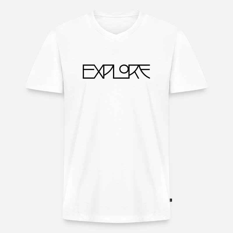 explore - Männer Premium Bio T-Shirt mit V-Ausschnitt - Weiß