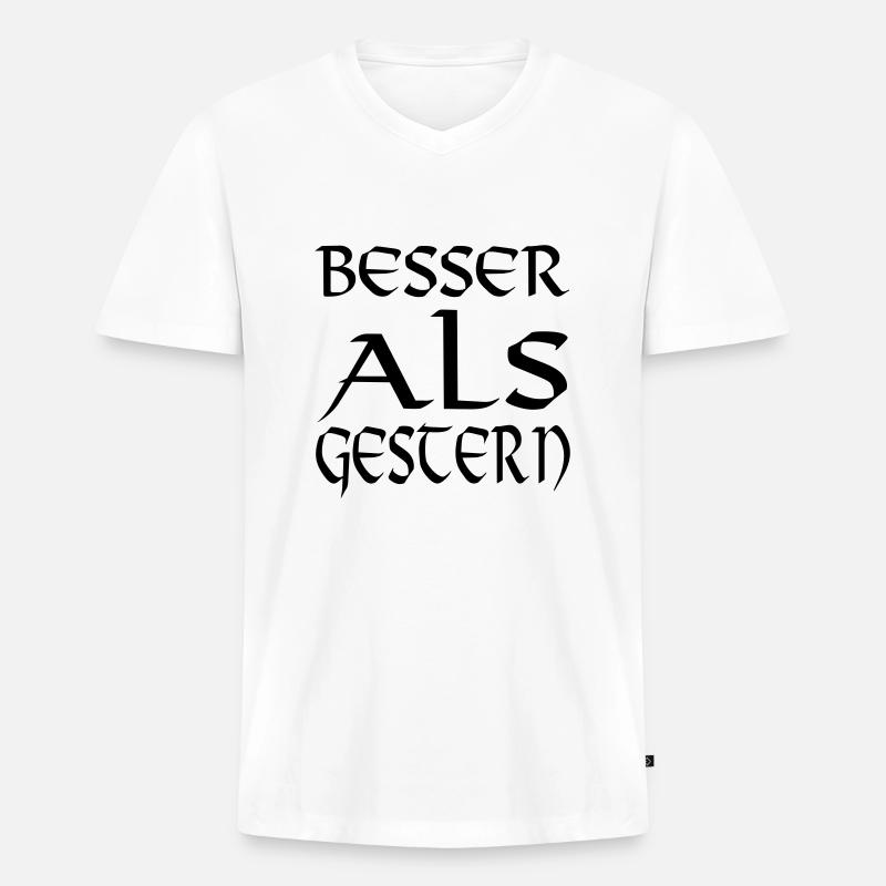besser als gestern - Männer Premium Bio T-Shirt mit V-Ausschnitt - Weiß