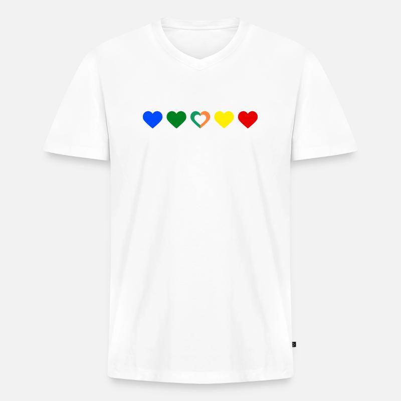 1D Love - Männer Premium Bio T-Shirt mit V-Ausschnitt - Weiß