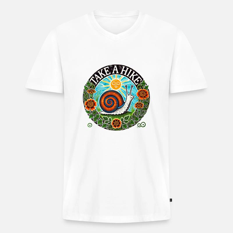 Wanderschnecke - Männer Premium Bio T-Shirt mit V-Ausschnitt - Weiß