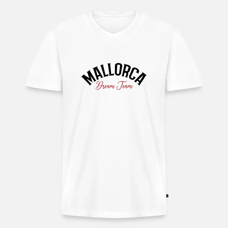 Mallorca Dream Team - Männer Premium Bio T-Shirt mit V-Ausschnitt - Weiß
