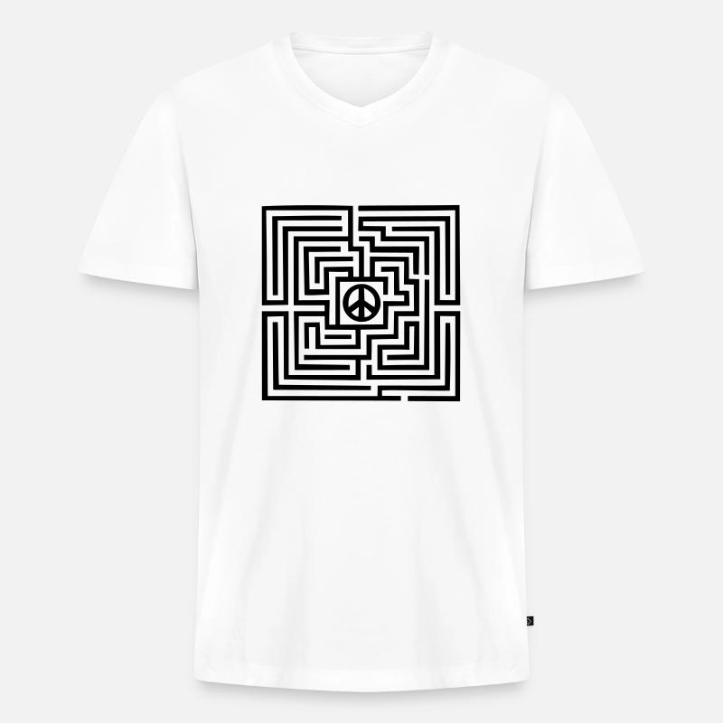Peace - Männer Premium Bio T-Shirt mit V-Ausschnitt - Weiß