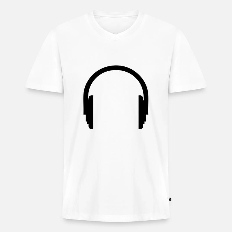 Kopfhörer - Männer Premium Bio T-Shirt mit V-Ausschnitt - Weiß