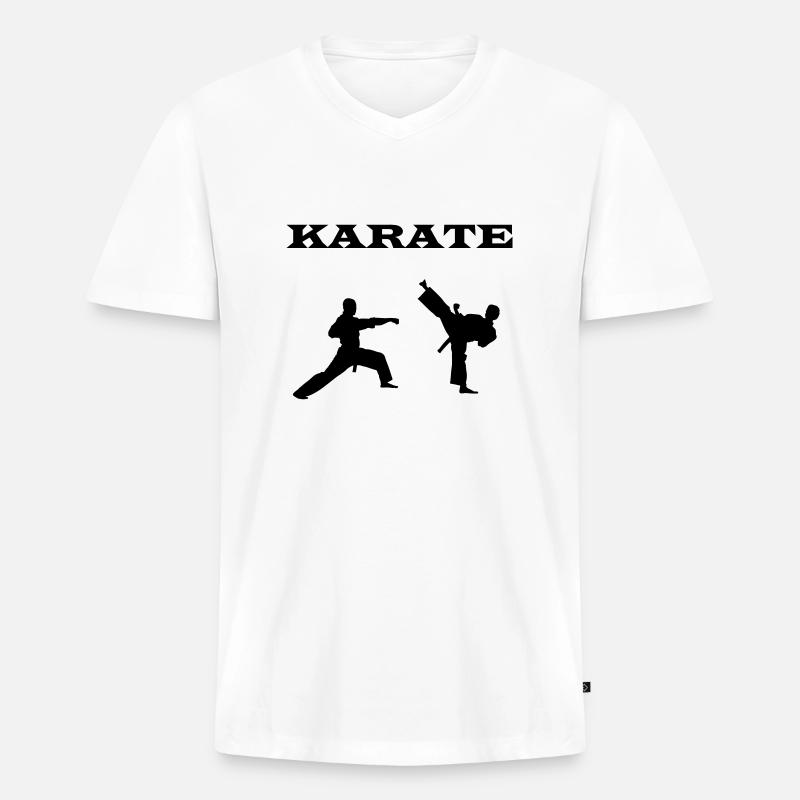karate - Männer Premium Bio T-Shirt mit V-Ausschnitt - Weiß