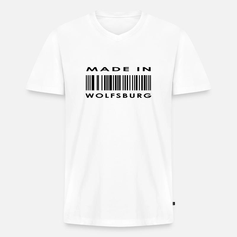 Wolfsburg - Männer Premium Bio T-Shirt mit V-Ausschnitt - Weiß