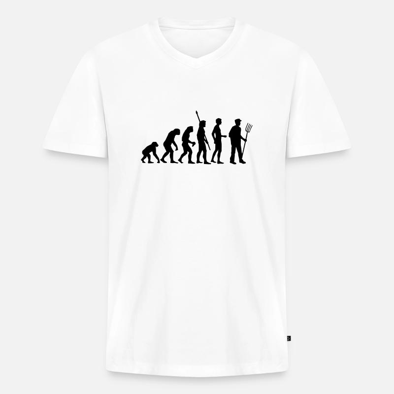 evolution_bauer_b - Männer Premium Bio T-Shirt mit V-Ausschnitt - Weiß