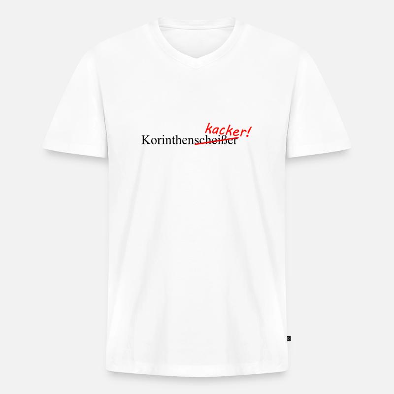 Korinthenkacker - Männer Premium Bio T-Shirt mit V-Ausschnitt - Weiß