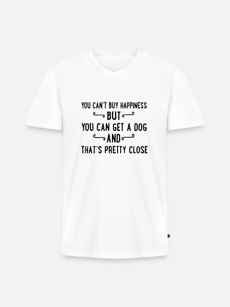 Hund - Männer Premium Bio T-Shirt mit V-Ausschnitt - Weiß