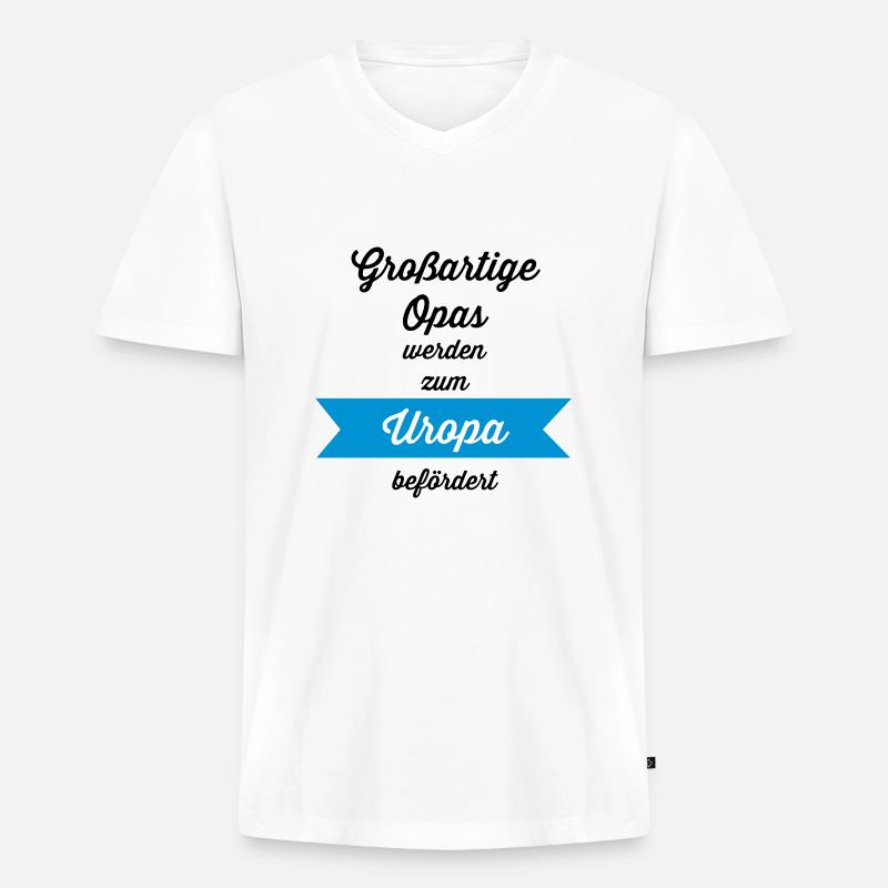 Großartige Opas - Männer Premium Bio T-Shirt mit V-Ausschnitt - Weiß