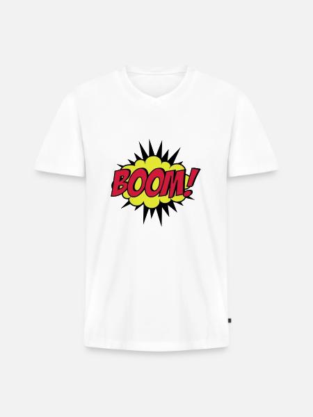 Boom! - T-shirt encolure en V Premium bio Homme - blanc