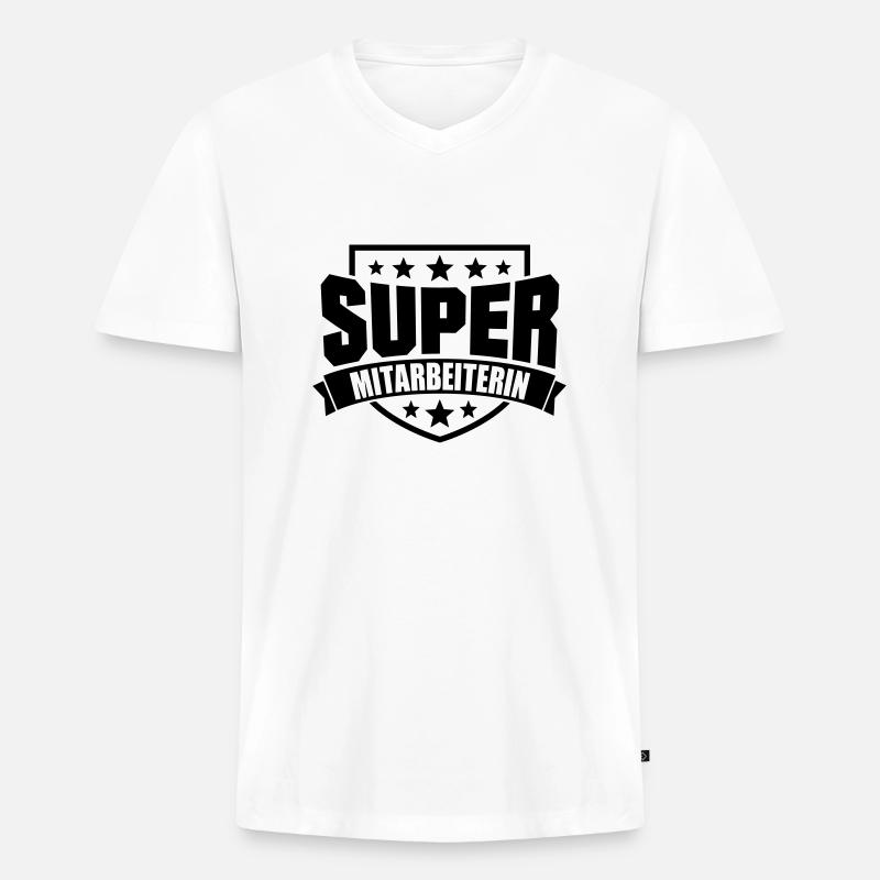 Super Mitarbeiterin - Männer Premium Bio T-Shirt mit V-Ausschnitt - Weiß