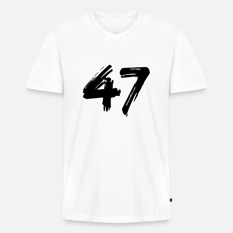 Brushed 47 - Männer Premium Bio T-Shirt mit V-Ausschnitt - Weiß