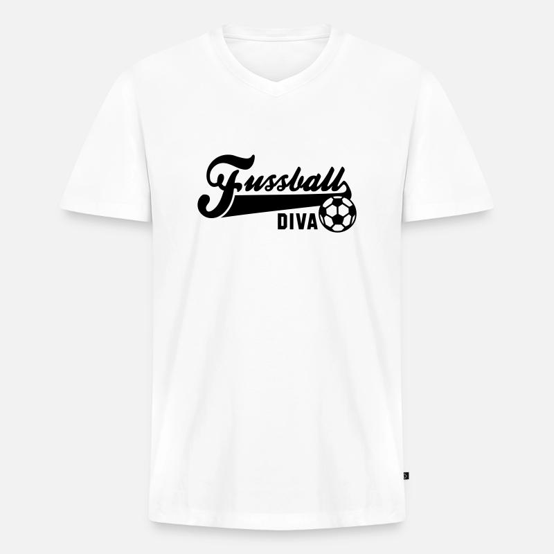 Fussball DIVA - Männer Premium Bio T-Shirt mit V-Ausschnitt - Weiß