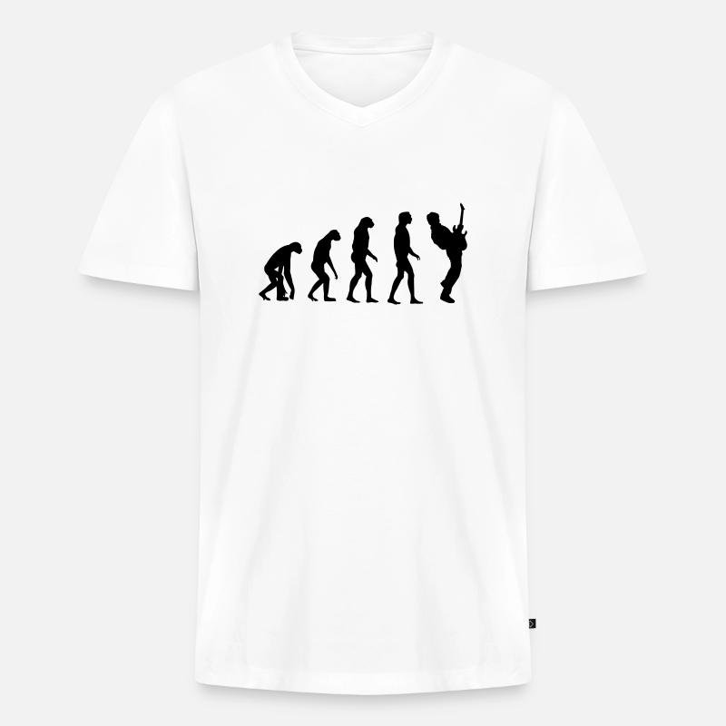 Guitar Player Evolution - Männer Premium Bio T-Shirt mit V-Ausschnitt - Weiß