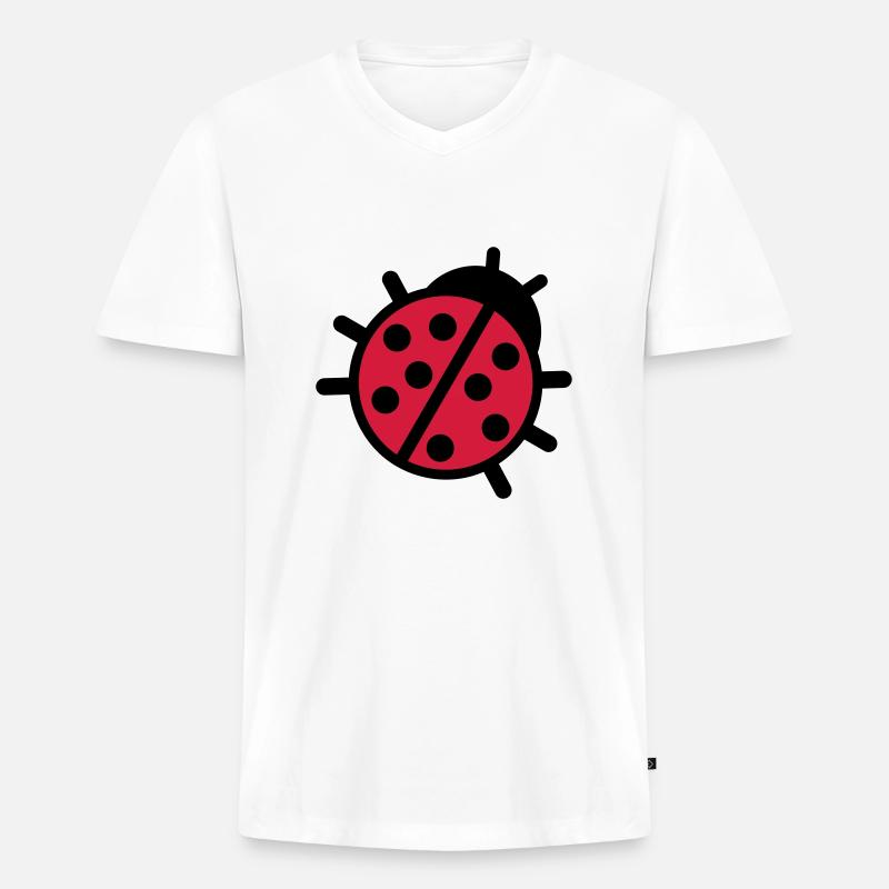 Marienkäfer - Männer Premium Bio T-Shirt mit V-Ausschnitt - Weiß