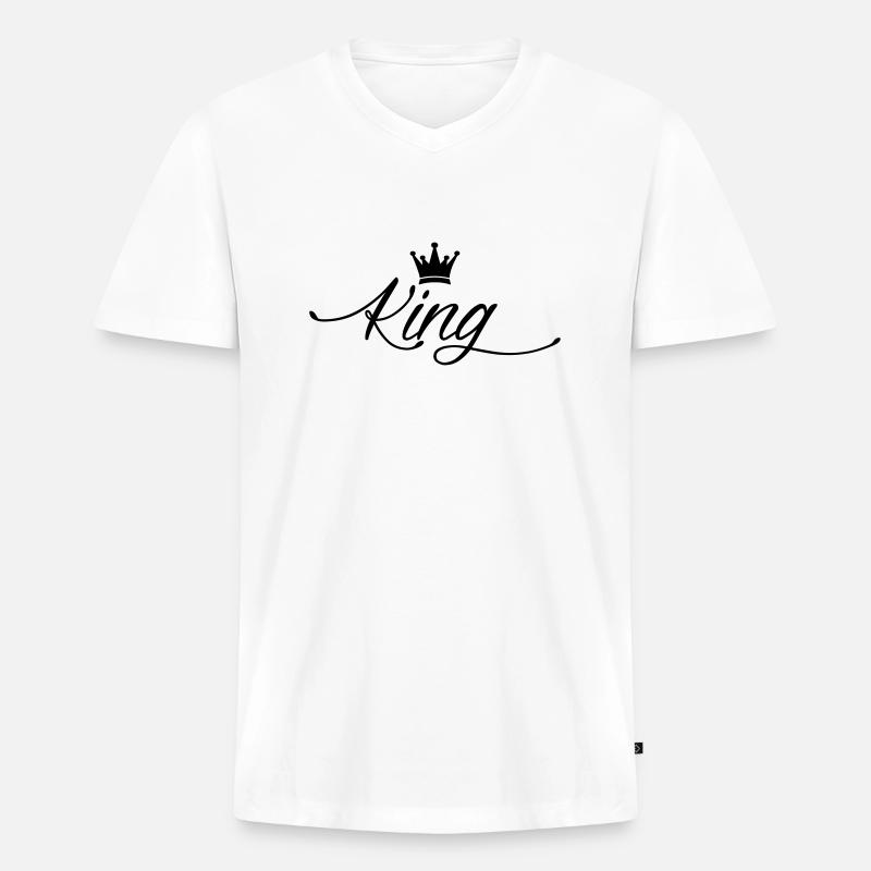 king - Männer Premium Bio T-Shirt mit V-Ausschnitt - Weiß