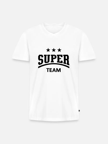 Super Team - Men's Premium Organic T-shirt with V-neck - white