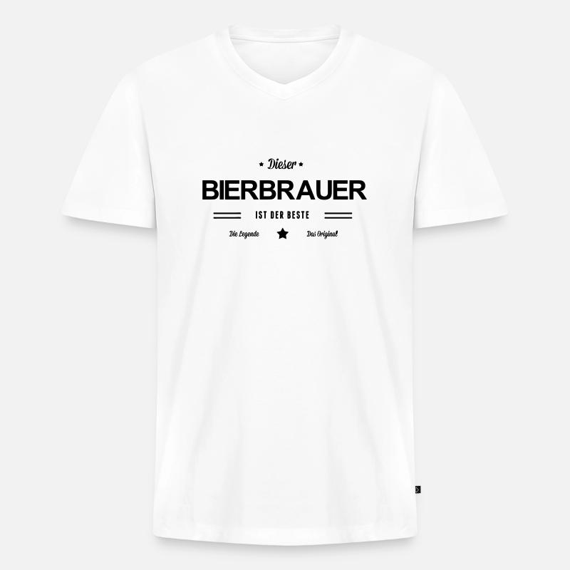 Bester Bierbrauer - Männer Premium Bio T-Shirt mit V-Ausschnitt - Weiß