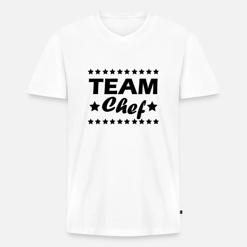 team_chef_01 - Männer Premium Bio T-Shirt mit V-Ausschnitt - Weiß