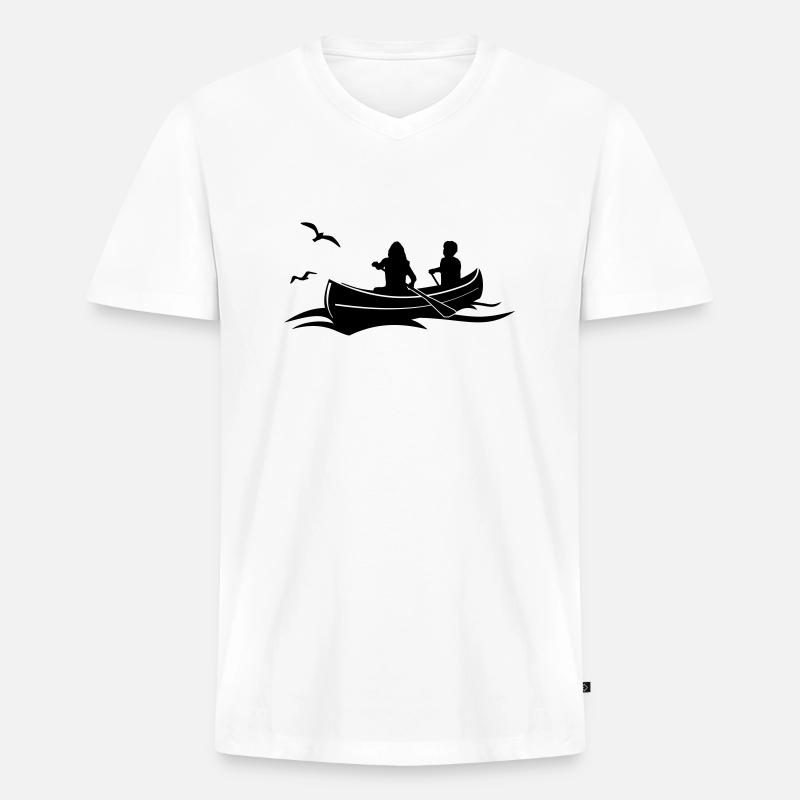 Freizeit - Paddeln - Männer Premium Bio T-Shirt mit V-Ausschnitt - Weiß