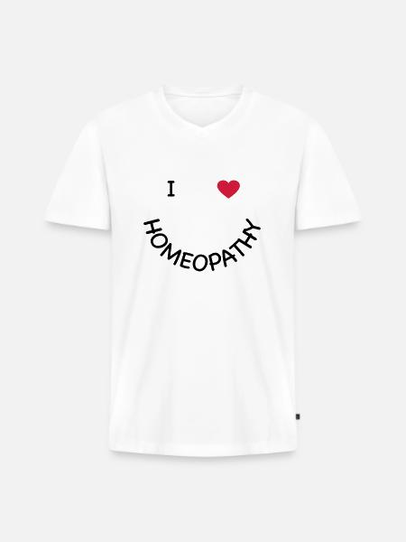 I love homeopathy - Men's Premium Organic T-shirt with V-neck - white