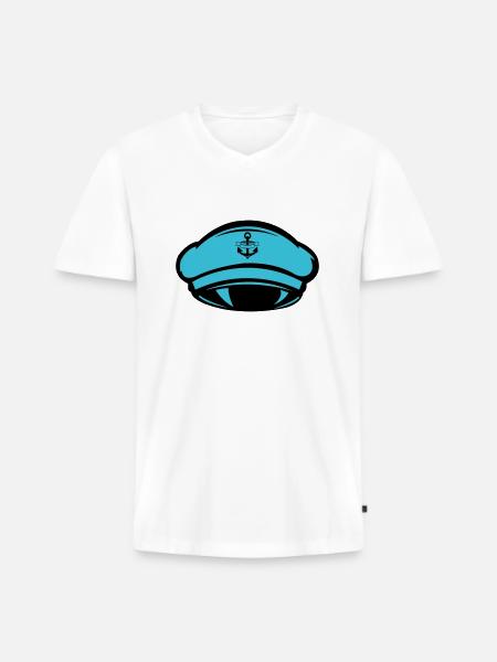 Beanie Captain - Men's Premium Organic T-shirt with V-neck - white
